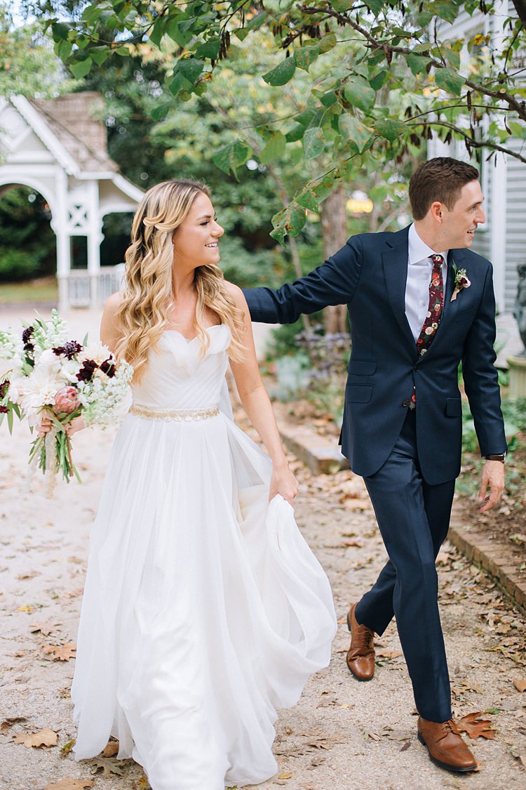Bride Groom Walking Bohemian Outdoor Greenery Wedding Georgia http://www.sowingclover.com/