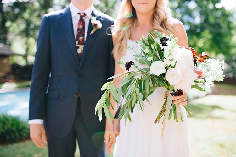 Bride Groom Holding Hands Bohemian Outdoor Greenery Wedding Georgia http://www.sowingclover.com/