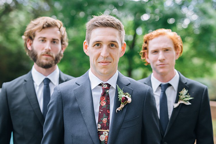 Groomsmen Navy Suits Bohemian Outdoor Greenery Wedding Georgia http://www.sowingclover.com/