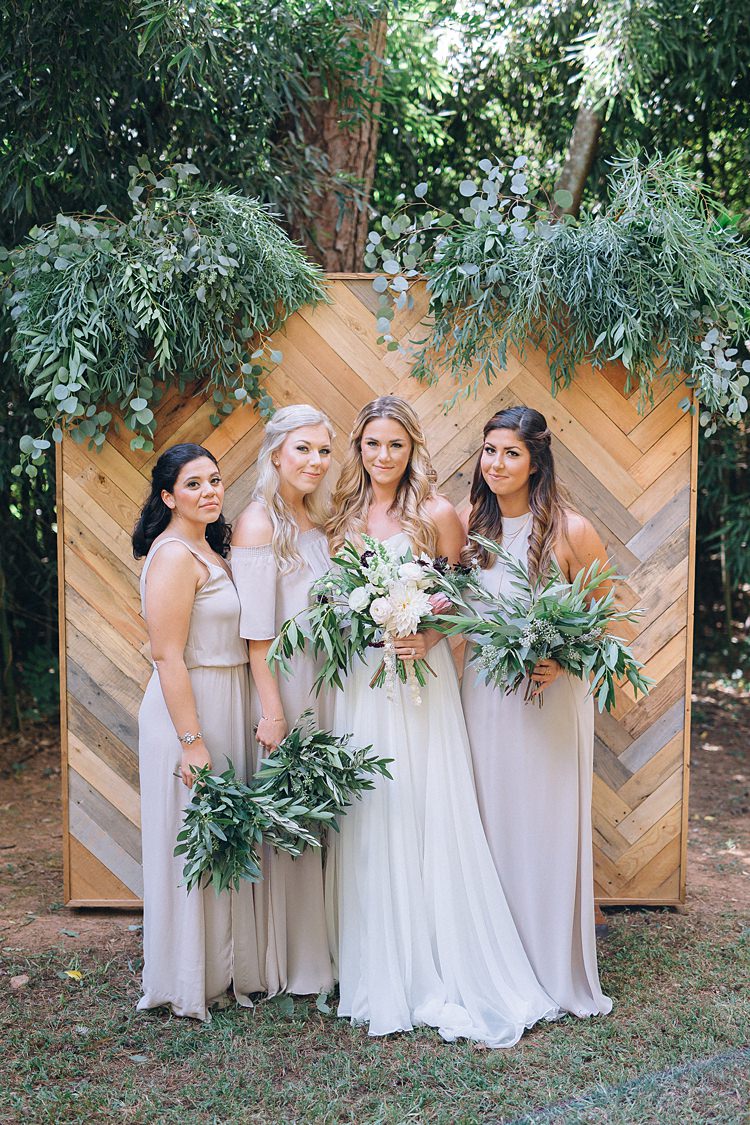 Bride Bridesmaids Mismatched Bohemian Outdoor Greenery Wedding Georgia http://www.sowingclover.com/