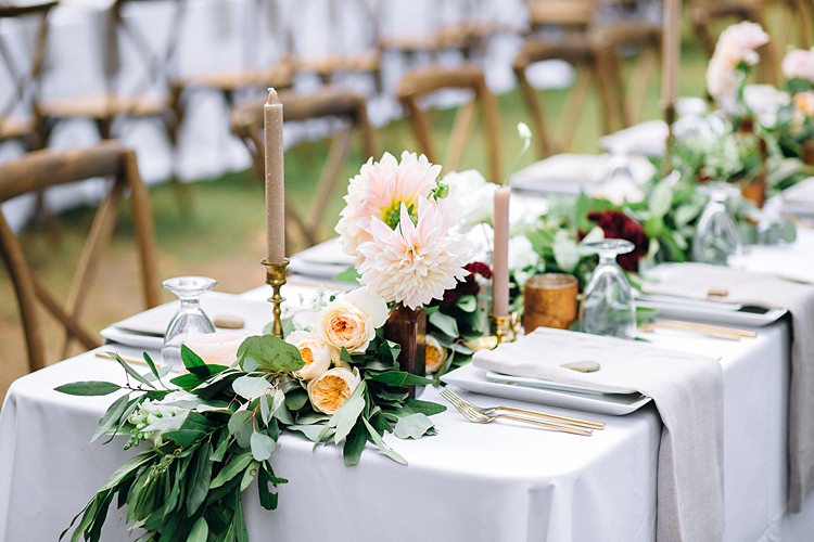 Centre Piece Table Decoration Candles Bohemian Outdoor Greenery Wedding Georgia http://www.sowingclover.com/
