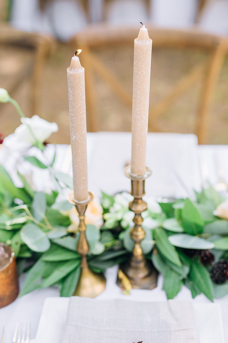 Table Decoration Candles Bohemian Outdoor Greenery Wedding Georgia http://www.sowingclover.com/