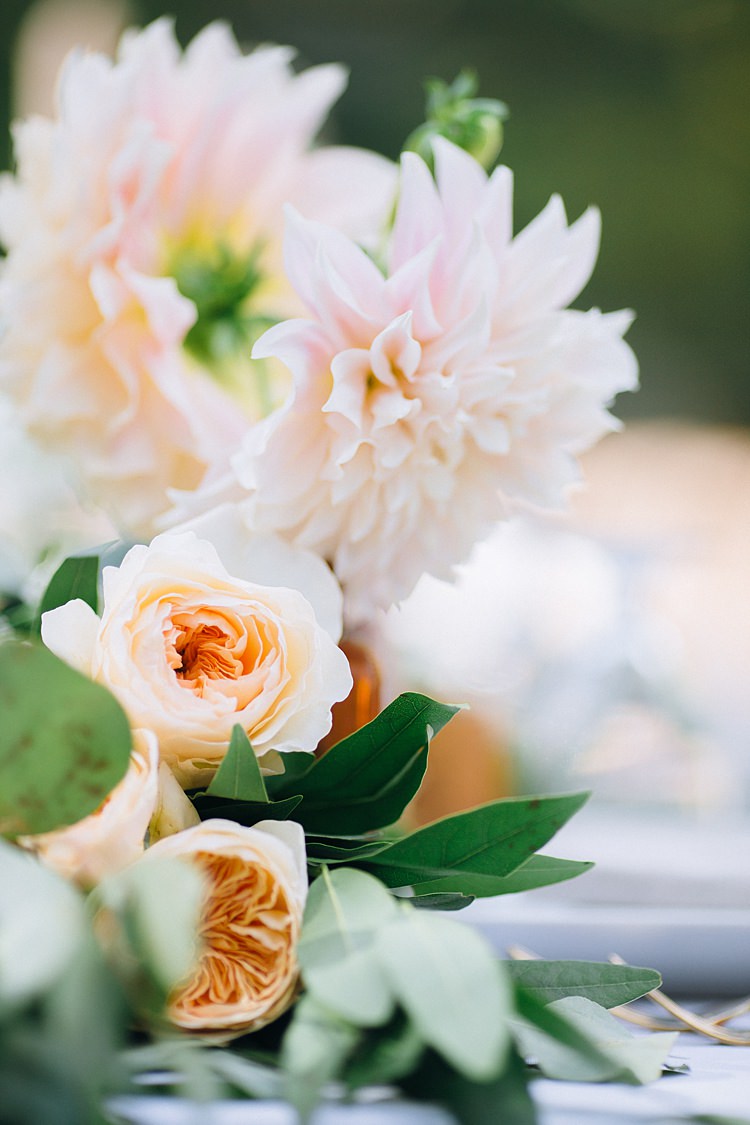 Roses Table Decoration Bohemian Outdoor Greenery Wedding Georgia http://www.sowingclover.com/
