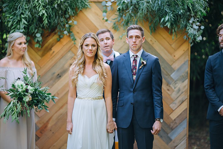 Bride Groom Ceremony Emotional Bohemian Outdoor Greenery Wedding Georgia http://www.sowingclover.com/