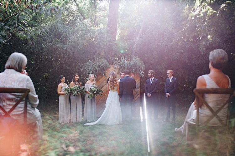 Ceremony Trees Bridal Party Bohemian Outdoor Greenery Wedding Georgia http://www.sowingclover.com/