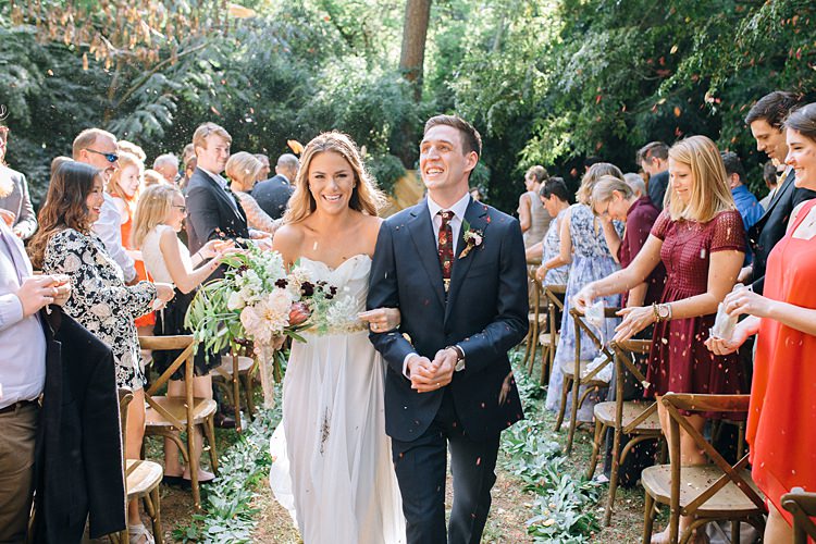 Confetti Bride Groom Exit Aisle Bohemian Outdoor Greenery Wedding Georgia http://www.sowingclover.com/