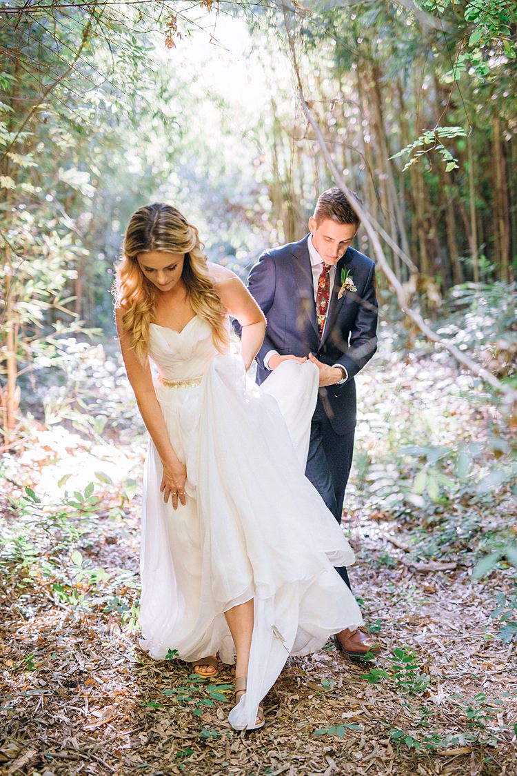 Bride Groom Forest Dress Lifted Bohemian Outdoor Greenery Wedding Georgia http://www.sowingclover.com/