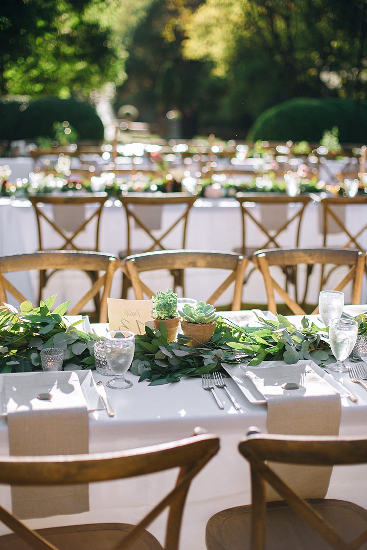 Table Decoration Plants Bohemian Outdoor Greenery Wedding Georgia http://www.sowingclover.com/
