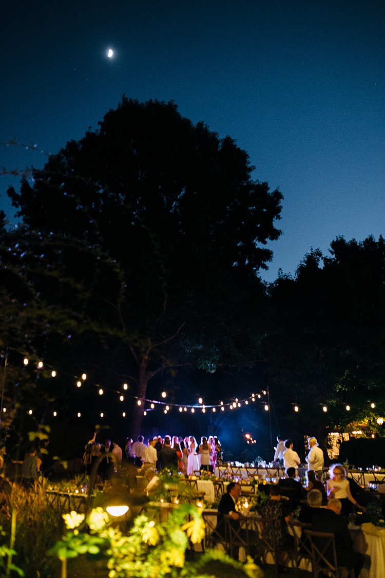 Night Party Dancing Festoon Lighting Bohemian Outdoor Greenery Wedding Georgia http://www.sowingclover.com/
