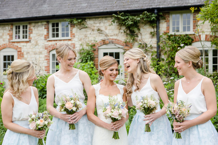 Bride Bridal Paloma Blanca Dress Gown Bridesmaids Ice Blue Prom Skirt Coast Topshop Vest Pretty Relaxed Lavender Country Wedding http://www.lydiastampsphotography.com/