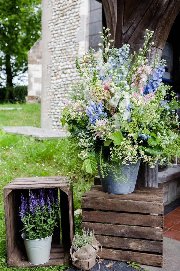 Wooden Crate Lavender Hessian Twine Flowers Floral Foliage Stocks Foxglove Pastel Steel Pail Bucket Pretty Relaxed Lavender Country Wedding http://www.lydiastampsphotography.com/