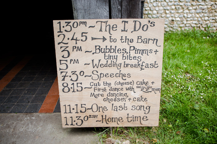 Wooden DIY Handmade Sign Board Timings Order Of Day Pretty Relaxed Lavender Country Wedding http://www.lydiastampsphotography.com/