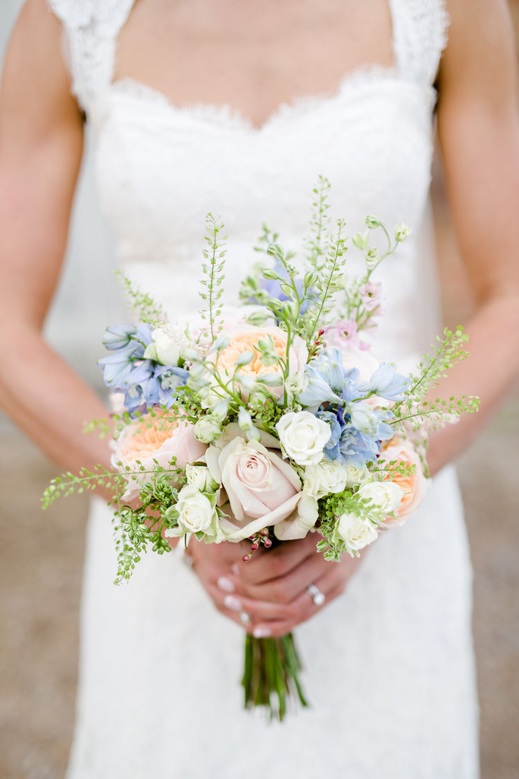 Bride Bridal Bouquet Floral Rose Stocks Blush Pastel Pretty Relaxed Lavender Country Wedding http://www.lydiastampsphotography.com/