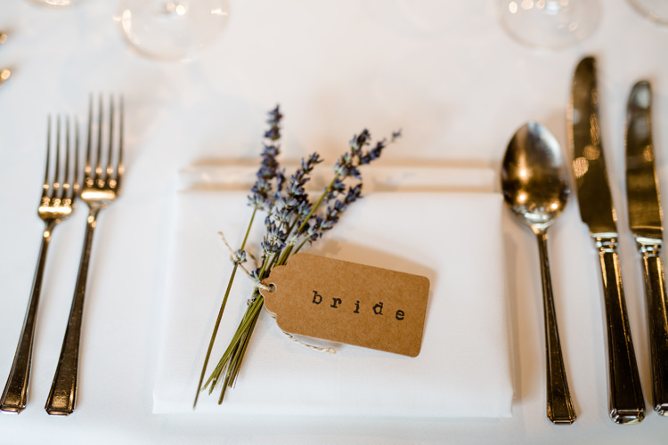 Table Place Card Setting Lavender Luggage Tag Paper Pretty Relaxed Lavender Country Wedding http://www.lydiastampsphotography.com/