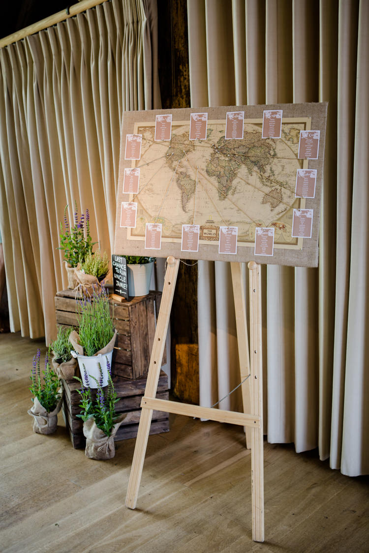Table Plan Seating Chart World Map Atlas Vintage Antique Easel Pretty Relaxed Lavender Country Wedding http://www.lydiastampsphotography.com/