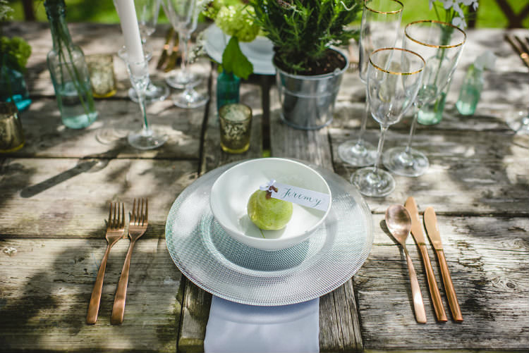Pear Place Name Setting Card Decor Garden of Hygge Wedding Ideas http://www.sophieduckworthphotography.com/