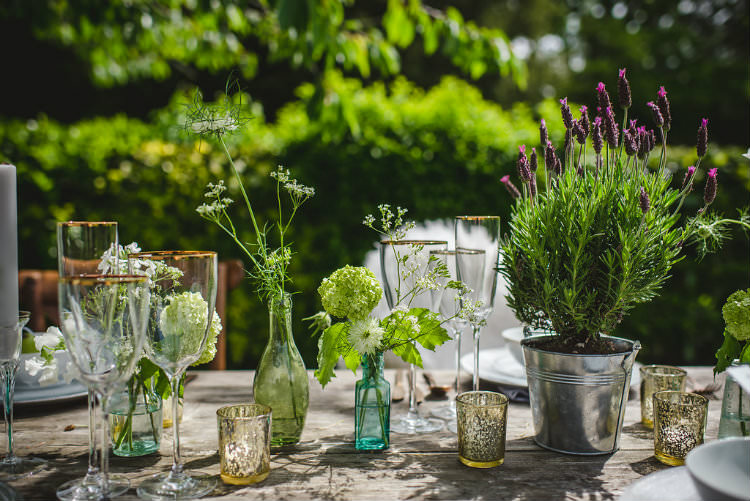 Tablescape Decor Table Flowers Cutlery Plates Candles Pot Plants Garden of Hygge Wedding Ideas http://www.sophieduckworthphotography.com/