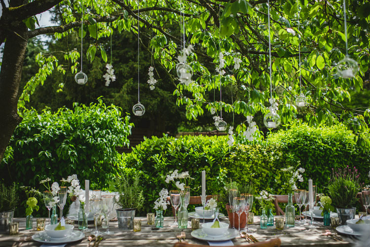 Hanging Tea Lights Decor Garden of Hygge Wedding Ideas http://www.sophieduckworthphotography.com/