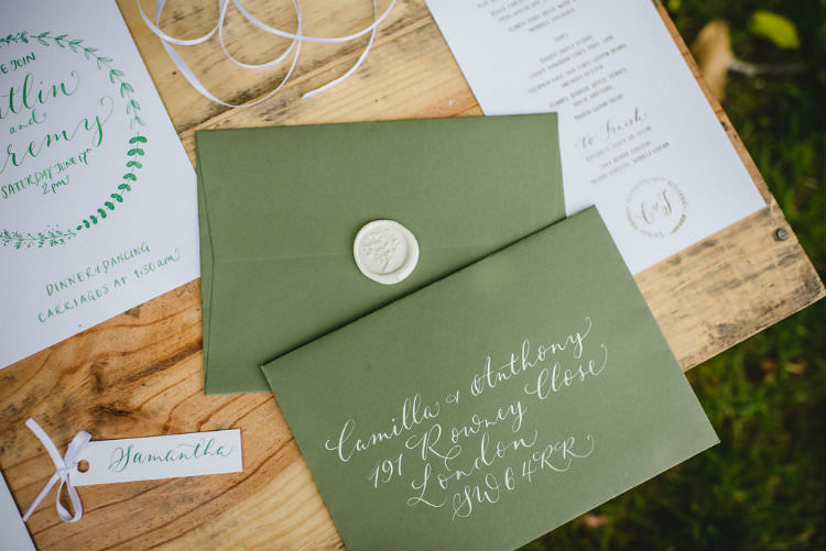 Calligraphy Stationery Invitation Invite Envelope Wax Seal Garden of Hygge Wedding Ideas http://www.sophieduckworthphotography.com/