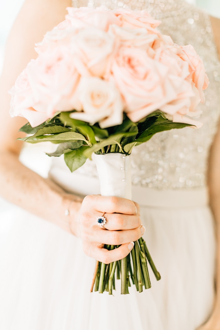 Rose Blush Bouquet Sapphire Ring Pink Gold Flamingos Pineapples Florida Destination Wedding http://www.findinglightphotography.com/