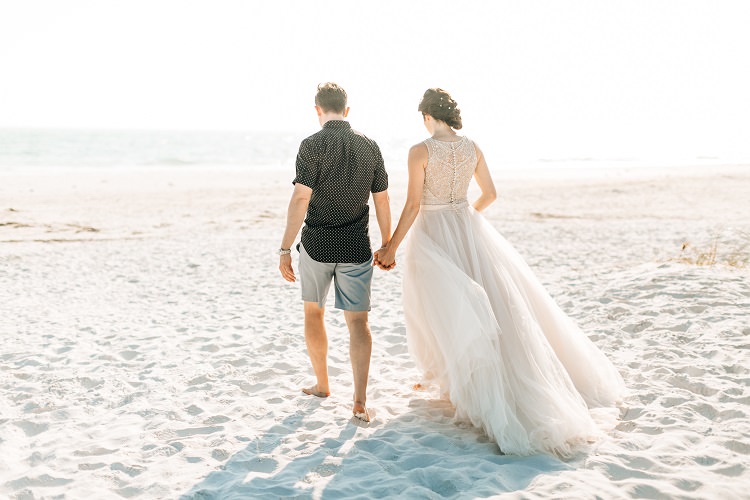 Madison James Bride Bridal Gown Dress Embellished Beading Tulle Alexander McQueen Shirt Reiss Shorts Groom Pink Gold Flamingos Pineapples Florida Destination Wedding http://www.findinglightphotography.com/