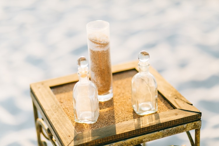Sand Ceremony Beach Pink Gold Flamingos Pineapples Florida Destination Wedding http://www.findinglightphotography.com/