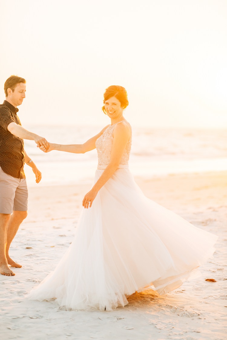Madison James Bride Bridal Gown Dress Embellished Beading Tulle Alexander McQueen Shirt Reiss Shorts Groom Beach Pink Gold Flamingos Pineapples Florida Destination Wedding http://www.findinglightphotography.com/