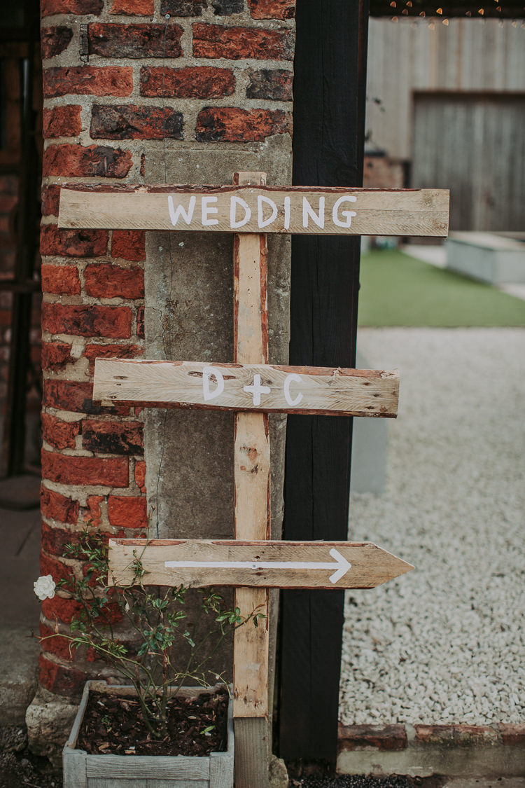 Wooden Sign Post Rustic Charm Contemporary Pastel Barn Wedding http://www.bloomweddings.co.uk/