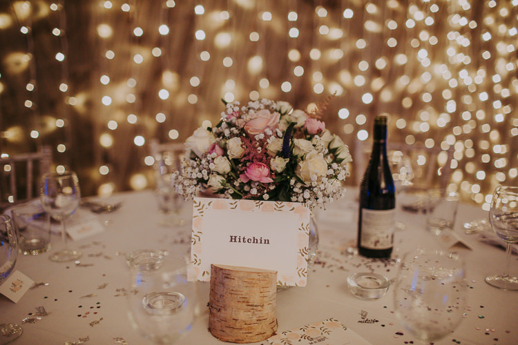 Table Name Log Slice Rustic Charm Contemporary Pastel Barn Wedding http://www.bloomweddings.co.uk/