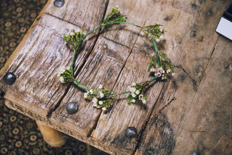 Flower Floral Crown Bride Bridal Relaxed Bohemian Spring Barn Wedding http://emilytylerphotography.com/