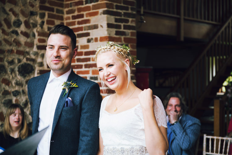 Bride Bridal Grace Loves Lace Gown Dress Flower Crown Ben Sherman Groom Relaxed Bohemian Spring Barn Wedding http://emilytylerphotography.com/