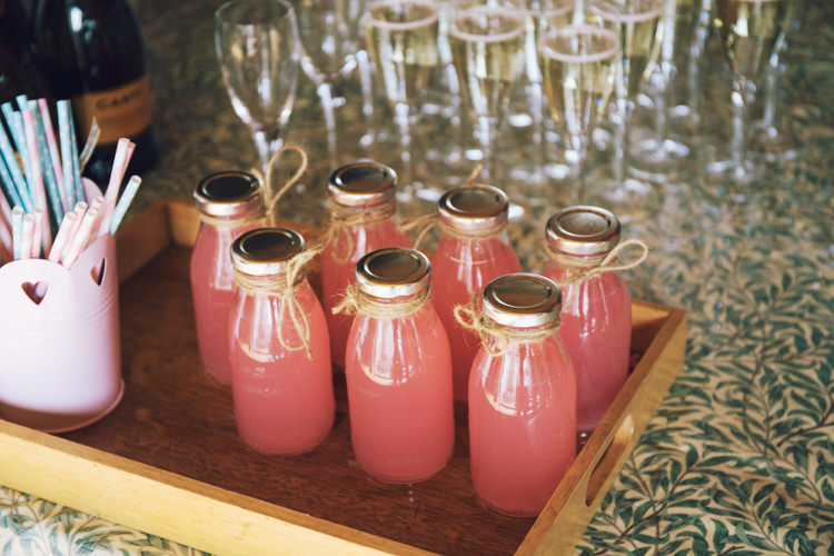 Pink Lemonade Milk Bottle Twine Stripy Straws Kids Non-Alcoholic Relaxed Bohemian Spring Barn Wedding http://emilytylerphotography.com/