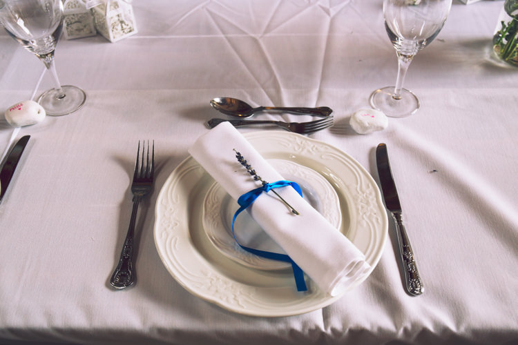 Table Place Setting Lavender Ribbon Simple Relaxed Bohemian Spring Barn Wedding http://emilytylerphotography.com/