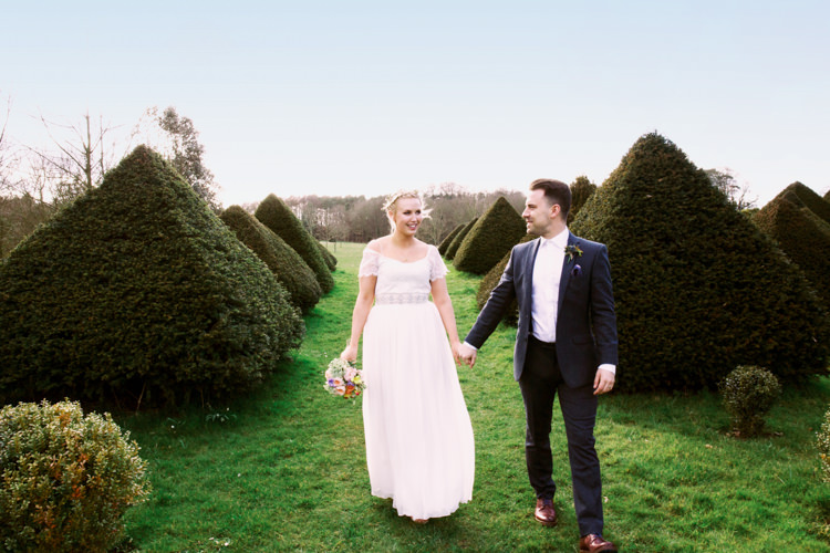 Bride Bridal Grace Loves Lace Gown Dress Flower Crown Ben Sherman Groom Relaxed Bohemian Spring Barn Wedding http://emilytylerphotography.com/