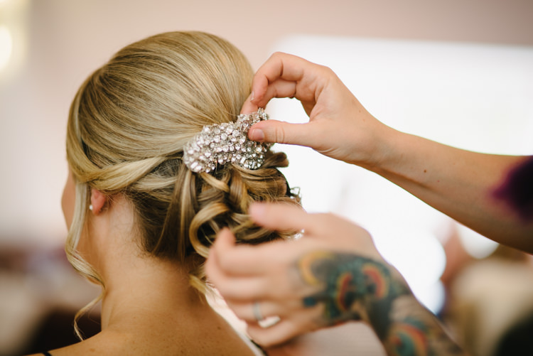 Bride Bridal Hairpiece Up Do Chignon Rustic DIY Wedding at Home in the Peak District http://www.peakography.co.uk/