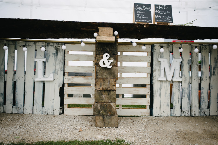 Pallet Bar Light Up Letter Festoon Lighting Rustic DIY Wedding at Home in the Peak District http://www.peakography.co.uk/
