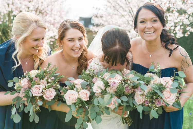Bride Bridal Essense of Australia Gown Dress Long Sleeves Veil Bouquet Eucalyptus Rose Blush Pink Navy Blue BridesmaidsClassic Spring Cherry Blossom Wedding http://www.hannahmcclunephotography.com/