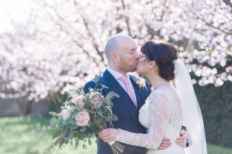 Bride Bridal Essense of Australia Gown Dress Long Sleeves Veil Bouquet Eucalyptus Rose Blush Pink Hugo Boss Groom Classic Spring Cherry Blossom Wedding http://www.hannahmcclunephotography.com/