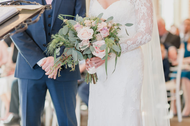 Bride Bridal Essense of Australia Gown Dress Long Sleeves Veil Bouquet Eucalptus Rose Blush Pink Classic Spring Cherry Blossom Wedding http://www.hannahmcclunephotography.com/