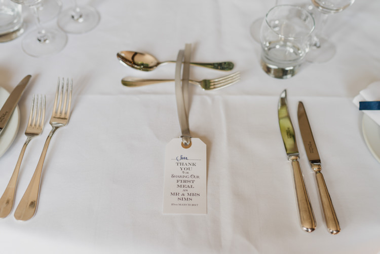 Table Setting Luggage Tag Thank You Classic Spring Cherry Blossom Wedding http://www.hannahmcclunephotography.com/