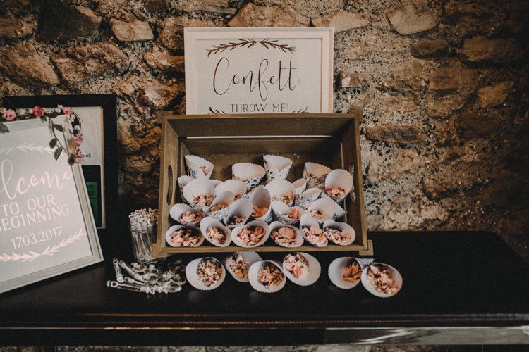 Confetti Cones Crate Petals Woodland Lavender Spring Country Wedding http://www.carlablainphotography.co.uk/