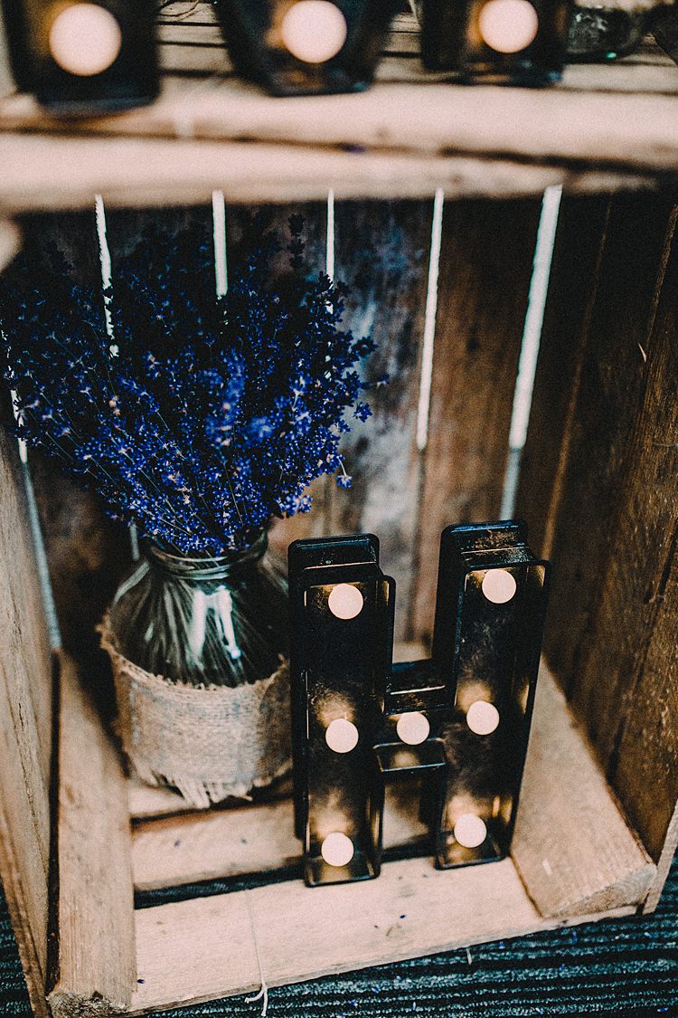 Crate Decor Lavender Lights Woodland Lavender Spring Country Wedding http://www.carlablainphotography.co.uk/