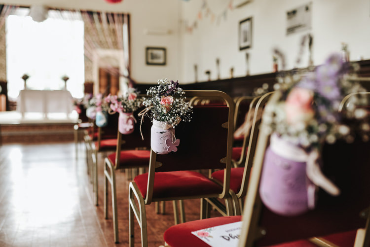 Pew End Aisle Decor Ceremony Jar Flowers Crafty Fun Budget Friendly Wedding https://www.pearbearphotography.com/