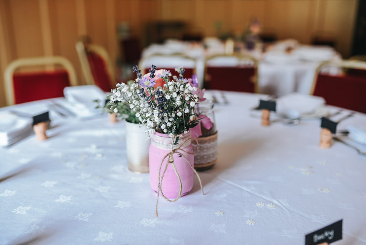 Painted Jar Flowers Centrepiece Crafty Fun Budget Friendly Wedding https://www.pearbearphotography.com/