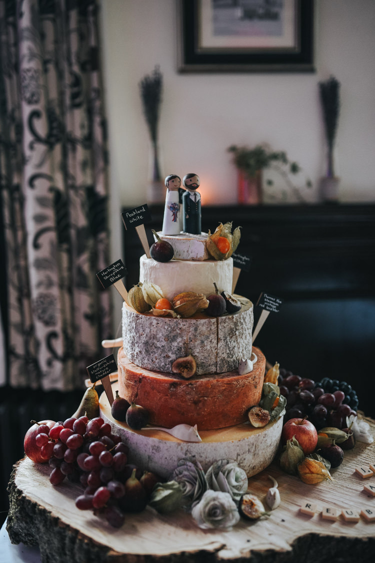 Cheese Tower Cake Log Fruit Topper Crafty Fun Budget Friendly Wedding https://www.pearbearphotography.com/