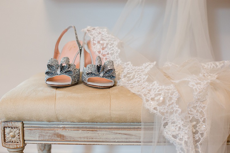Kate Spade Silver Bow Glitter Shoes Bride Bridal Graceful Walled Garden Wedding http://helenkingphotography.co.uk/