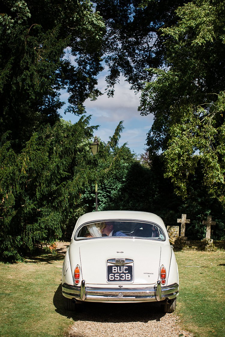 Classic Car Cream Transport Graceful Walled Garden Wedding http://helenkingphotography.co.uk/