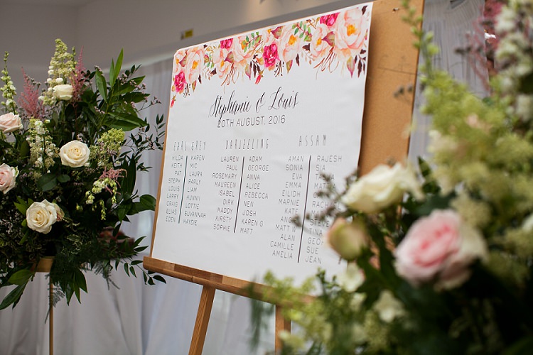 Floral Illustrated Seating Plan Table Chart Graceful Walled Garden Wedding http://helenkingphotography.co.uk/
