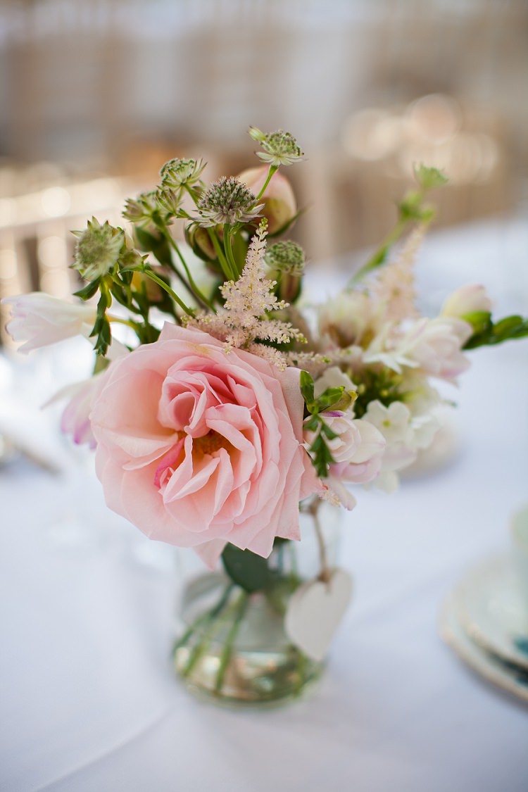 Pink Rose Astilbe Jar Flowers Graceful Walled Garden Wedding http://helenkingphotography.co.uk/