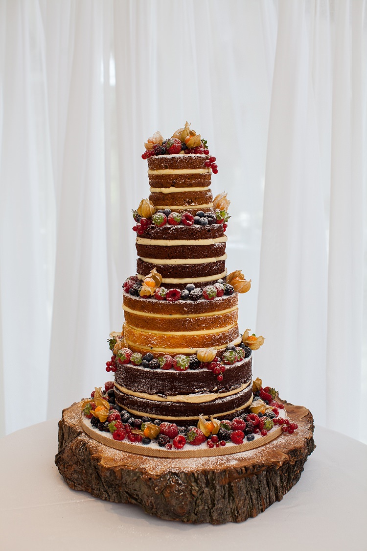 Naked Cake Sponge Victoria Layer Cream Fruit Log Stand Graceful Walled Garden Wedding http://helenkingphotography.co.uk/
